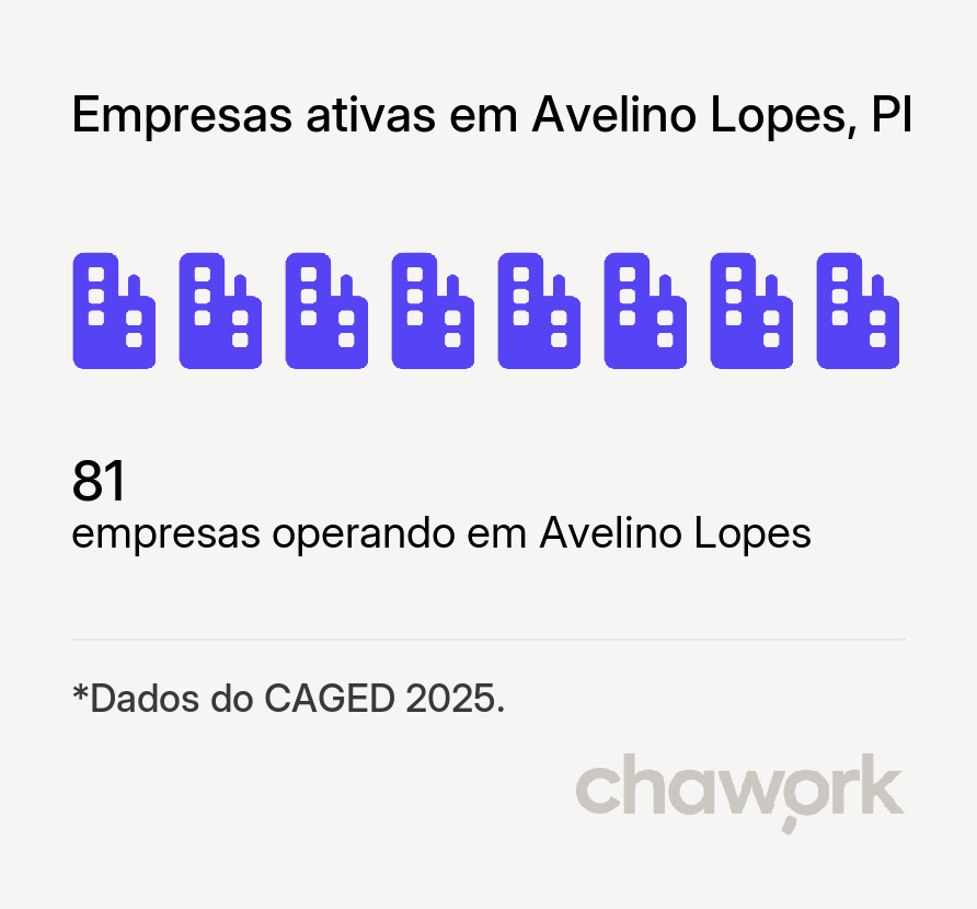 Empresas ativas em Avelino Lopes, PI
