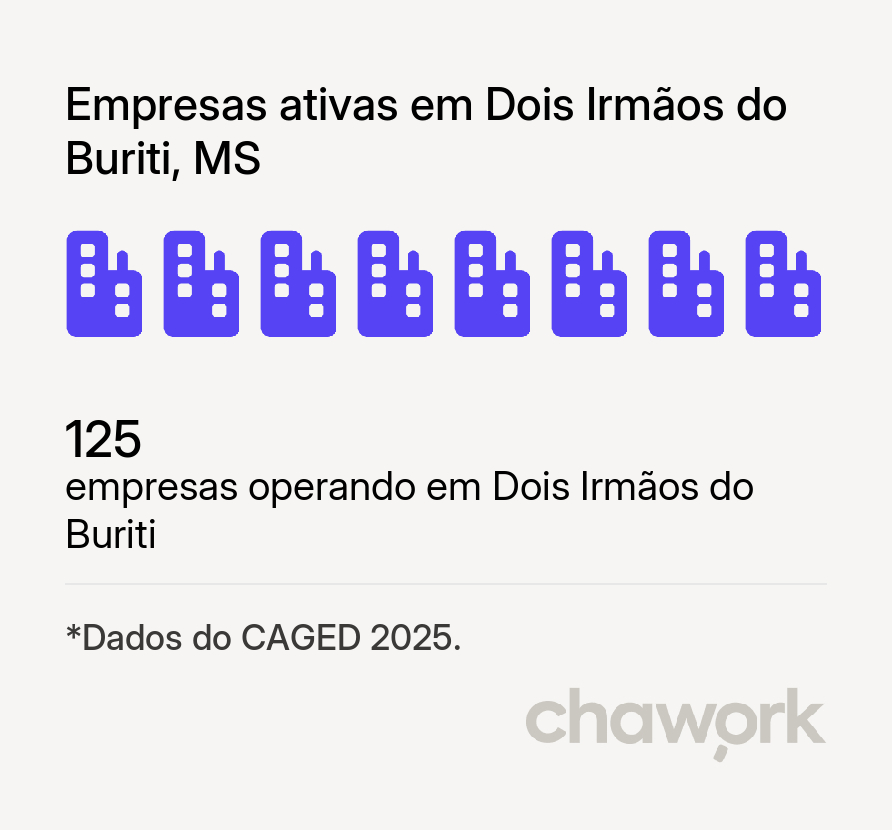 Empresas ativas em Dois Irmãos do Buriti, MS
