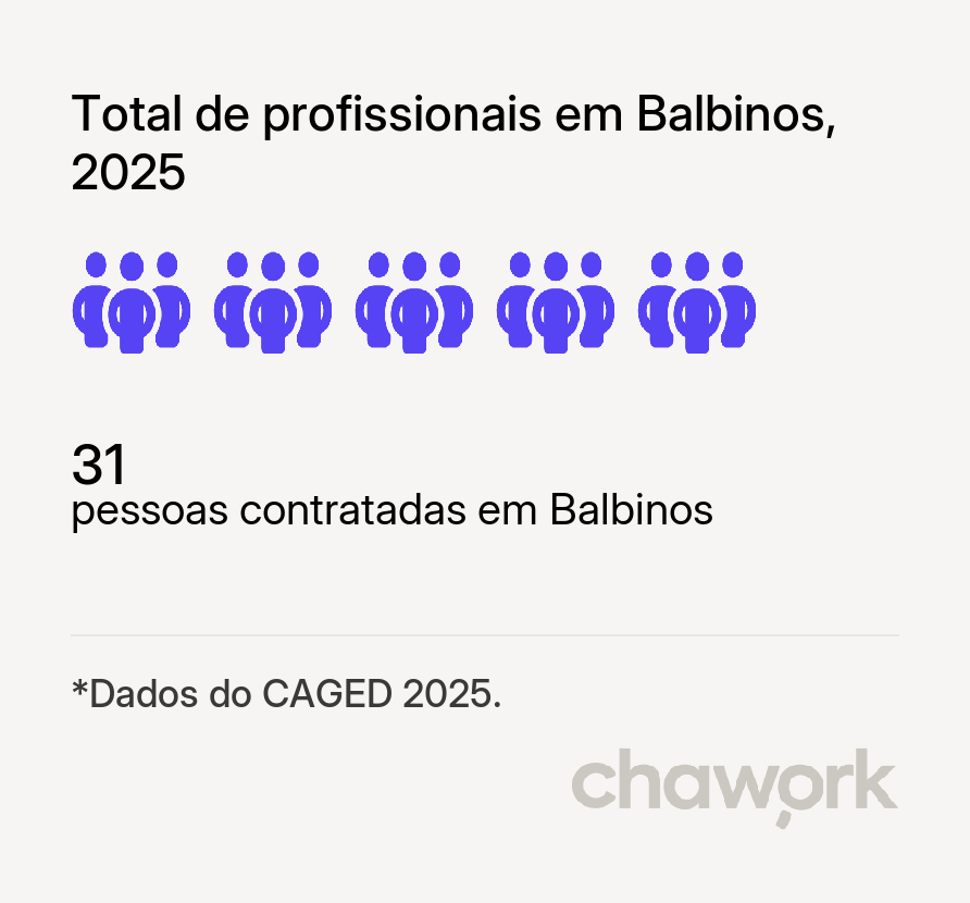 Total de profissionais contratados em Balbinos, SP