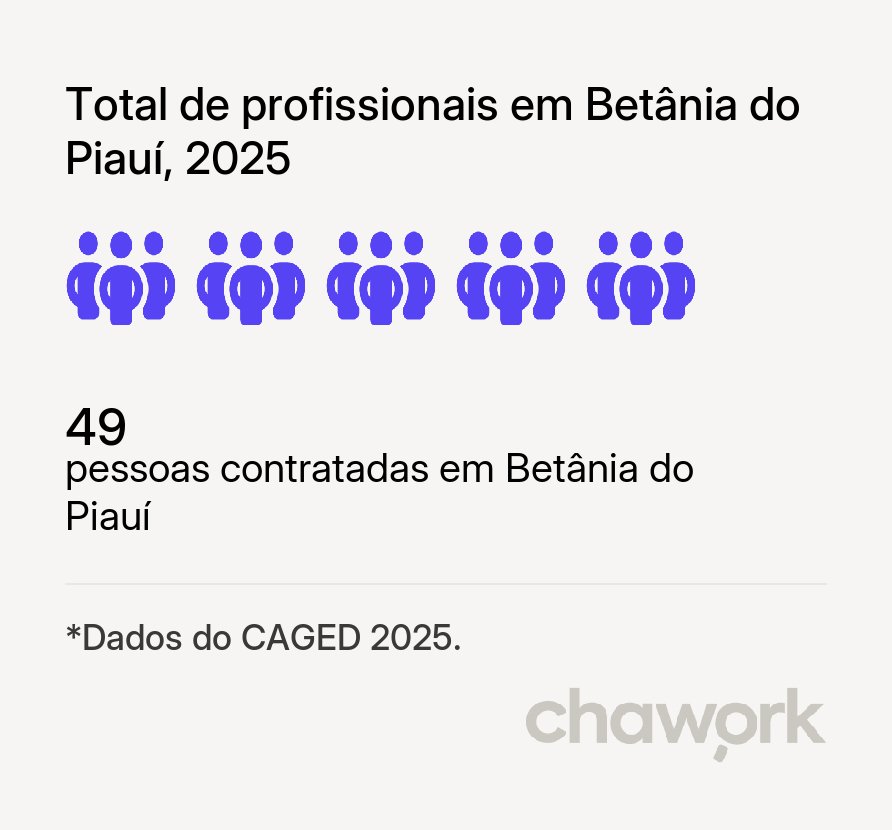 Total de profissionais contratados em Betânia do Piauí, PI