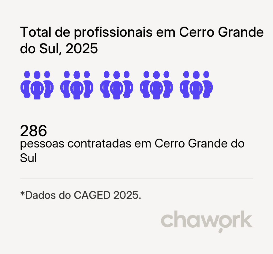 Total de profissionais contratados em Cerro Grande do Sul, RS