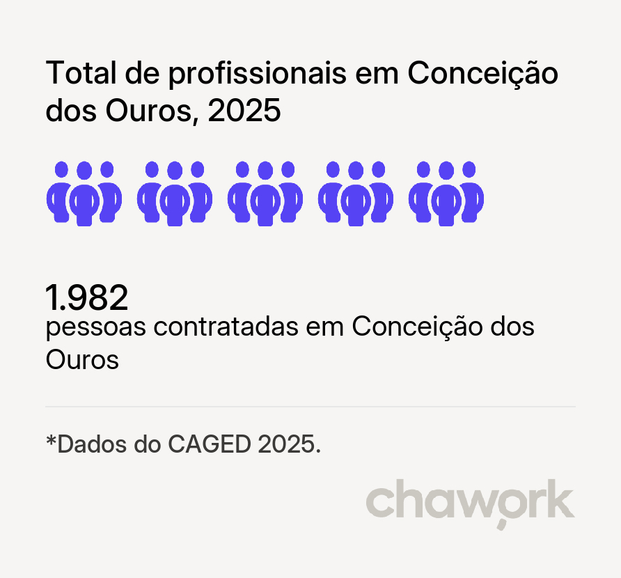 Total de profissionais contratados em Conceição dos Ouros, MG