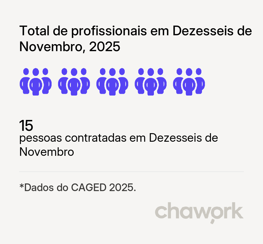 Total de profissionais contratados em Dezesseis de Novembro, RS