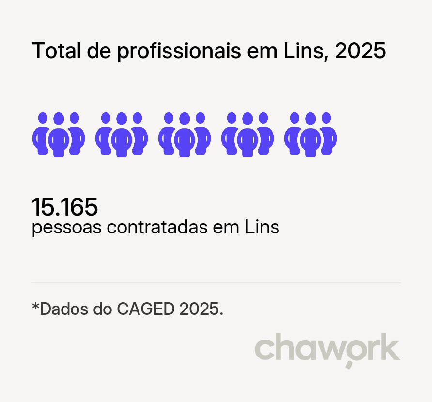 Total de profissionais contratados em Lins, SP