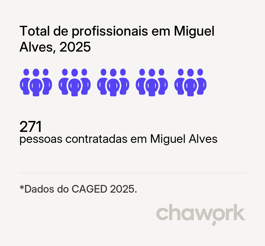 Total de profissionais contratados em Miguel Alves, PI