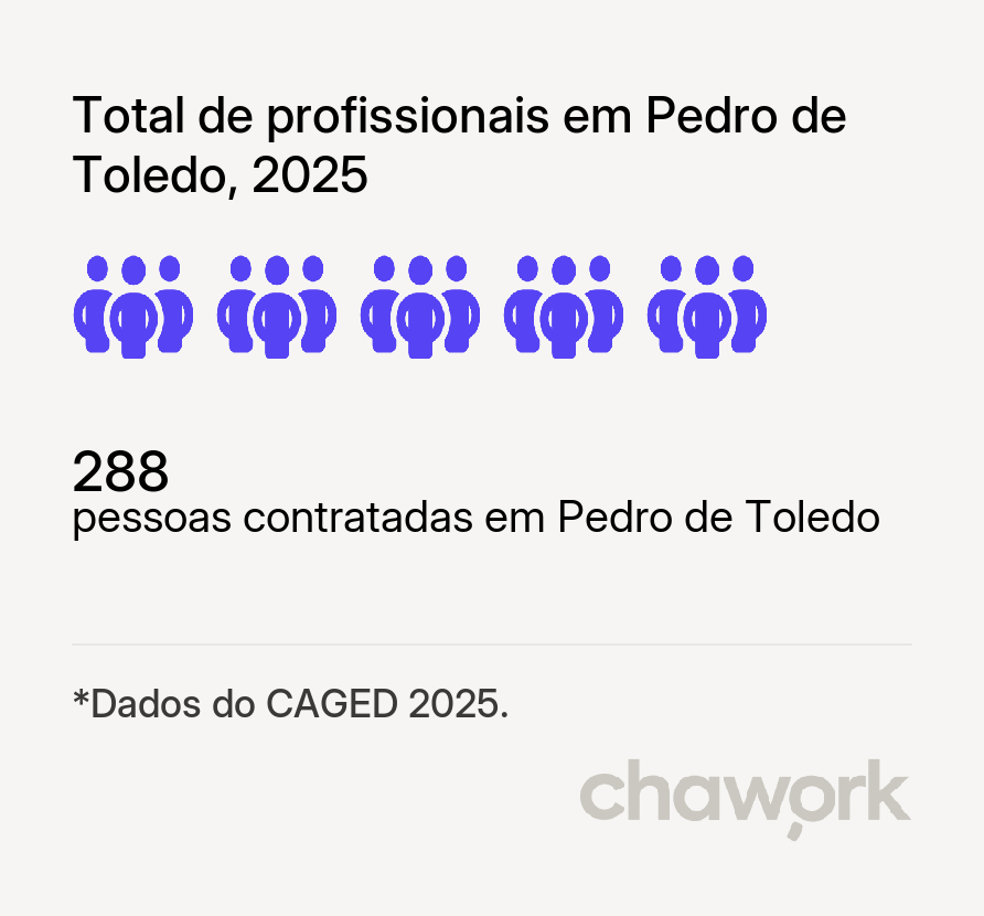 Total de profissionais contratados em Pedro de Toledo, SP