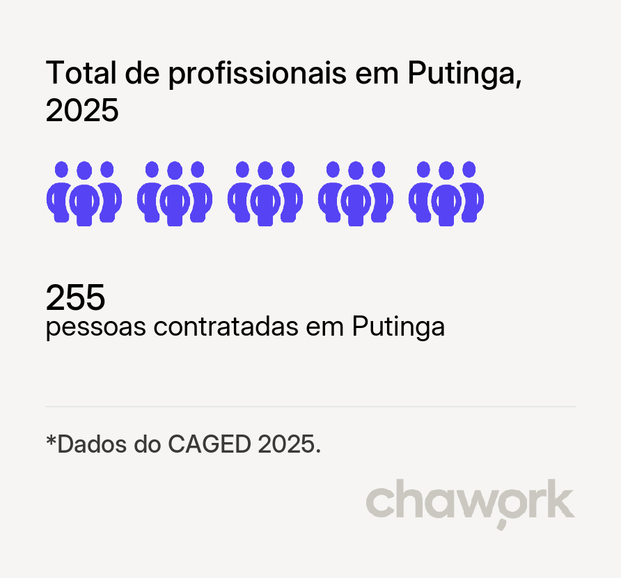 Total de profissionais contratados em Putinga, RS