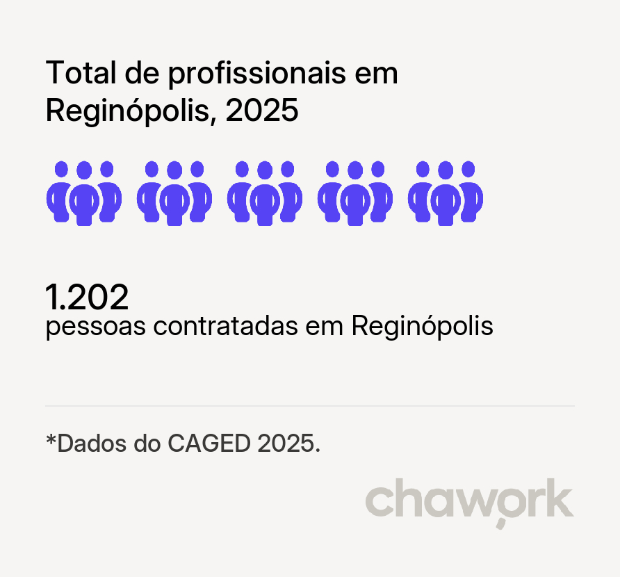 Total de profissionais contratados em Reginópolis, SP