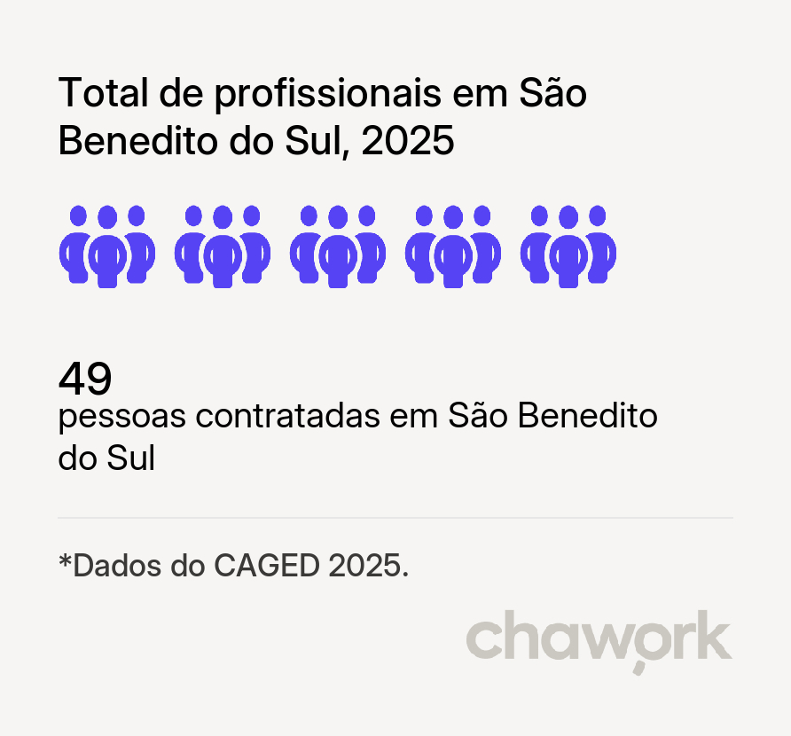 Total de profissionais contratados em São Benedito do Sul, PE