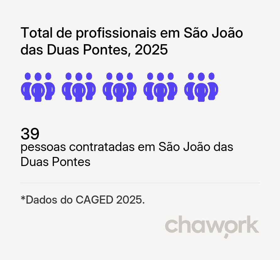 Total de profissionais contratados em São João das Duas Pontes, SP