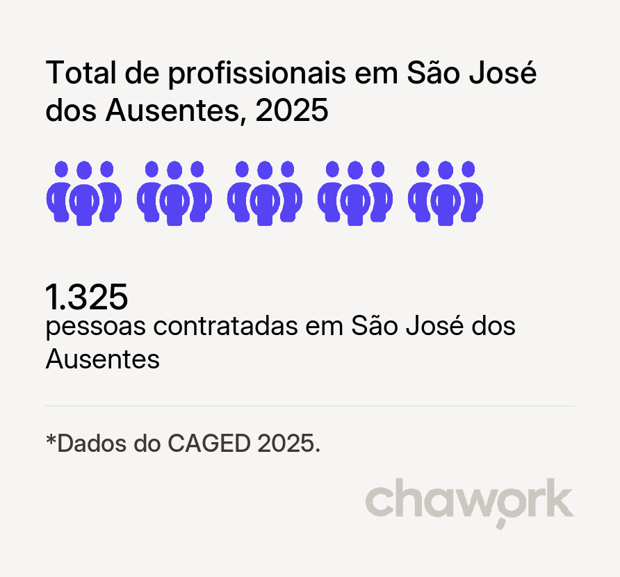 Total de profissionais contratados em São José dos Ausentes, RS