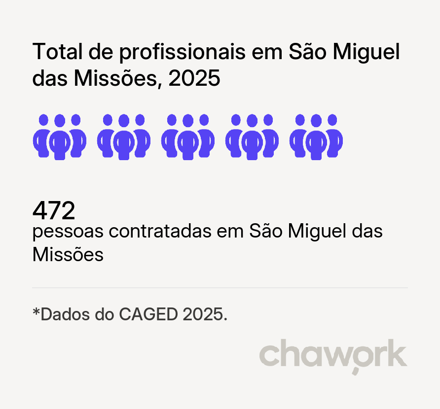 Total de profissionais contratados em São Miguel das Missões, RS