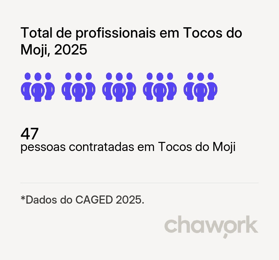 Total de profissionais contratados em Tocos do Moji, MG
