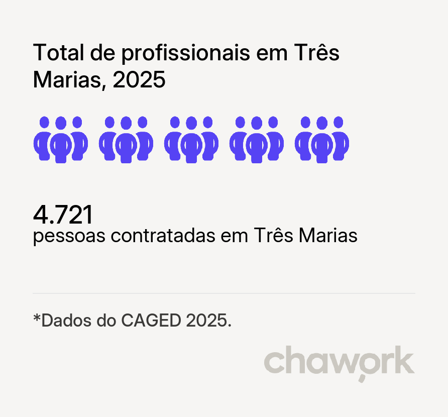 Total de profissionais contratados em Três Marias, MG